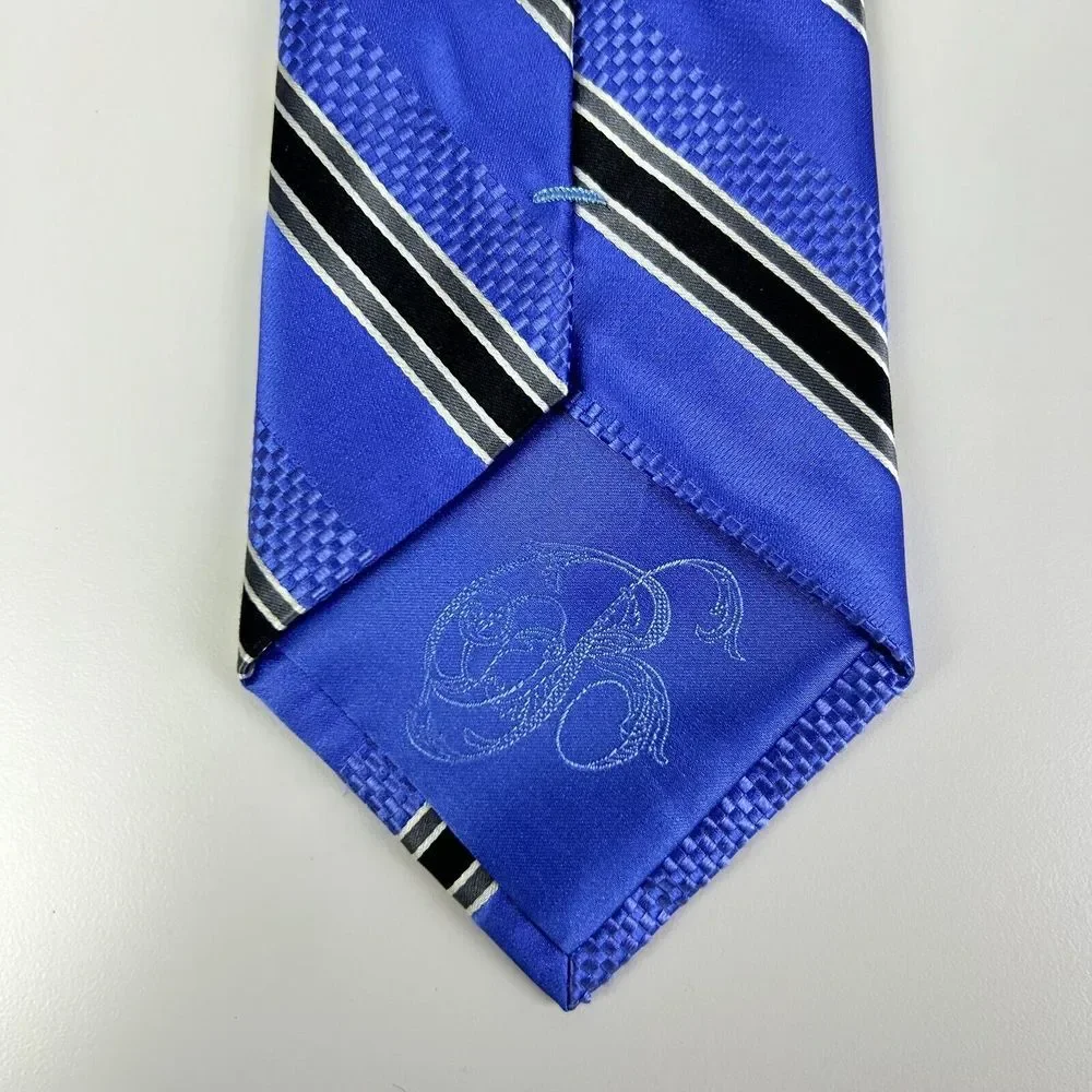Bugatti Green Blue Black Striped Woven Classic Pointed Tie Men's One‎ Size